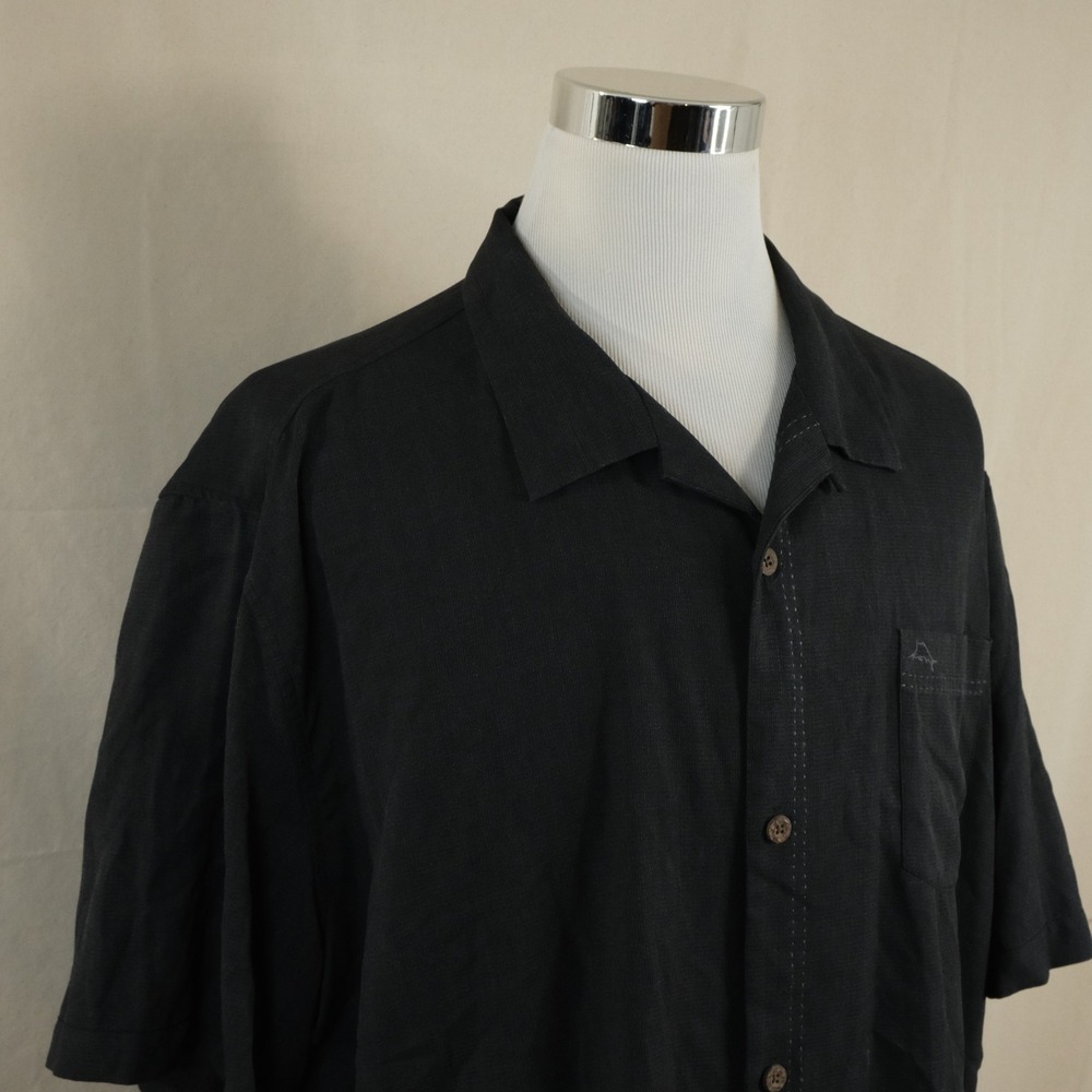 Tommy Bahama 3XL IslandZone Hawaiian Lounge Shirt Black Silk Blend Mens